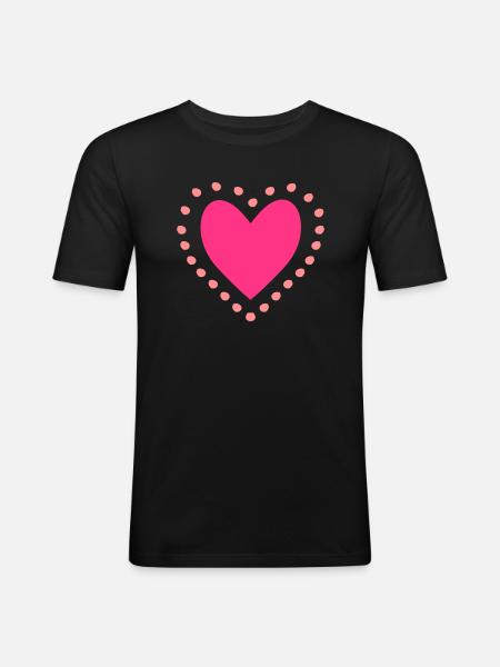 Herz - Männer Slim Fit T-Shirt - Schwarz