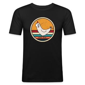 CRAZY CHICKEN - Männer Slim Fit T-Shirt - Schwarz - Vorne - Nik (191cm)