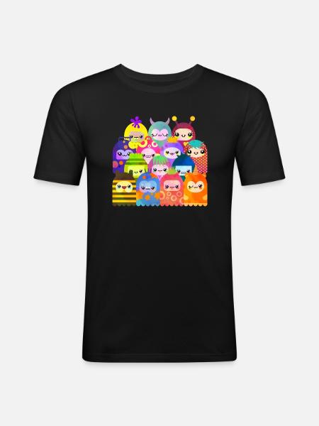 Kawaii Monster Community - Men's Slim Fit T-Shirt - black