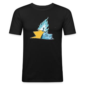 Roi noyé dans les flammes Symbolisme Motif - T-shirt près du corps Homme - noir - Devant - Nik (191cm)