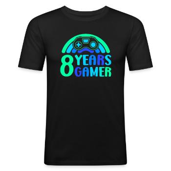 8. Geburtstag Junge 8 Jahre Controller Gaming - Männer Slim Fit T-Shirt - Schwarz - Vorne - Nik (191cm)