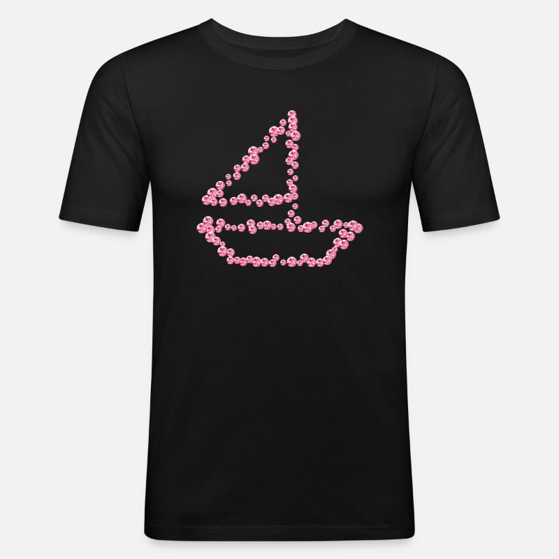 Segelboot Strass rosa V1 - Männer Slim Fit T-Shirt - Schwarz