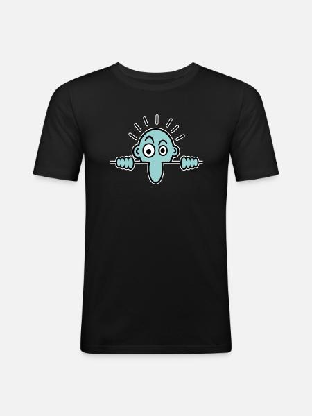 Mauermännchen hellblau - Männer Slim Fit T-Shirt - Schwarz