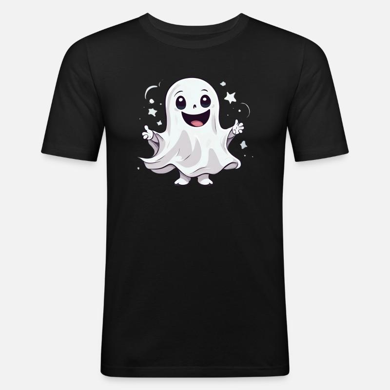 Friendly Ghost Celebration T-Shirt - Männer Slim Fit T-Shirt - Schwarz