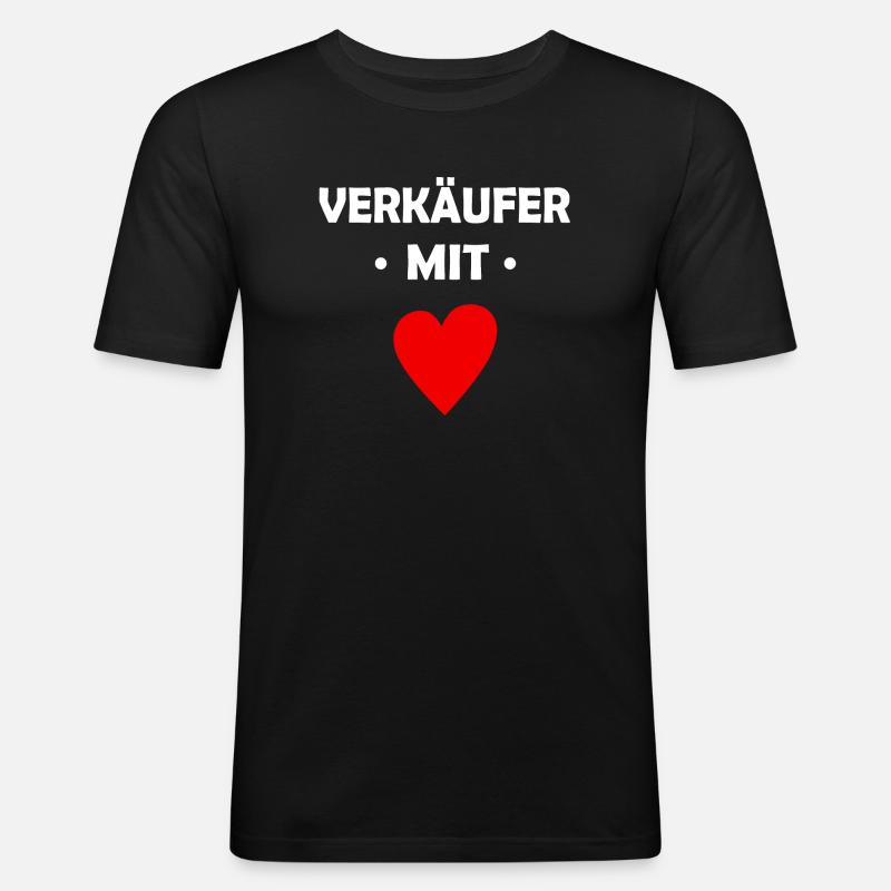 Verkäufer mit Herz - Männer Slim Fit T-Shirt - Schwarz