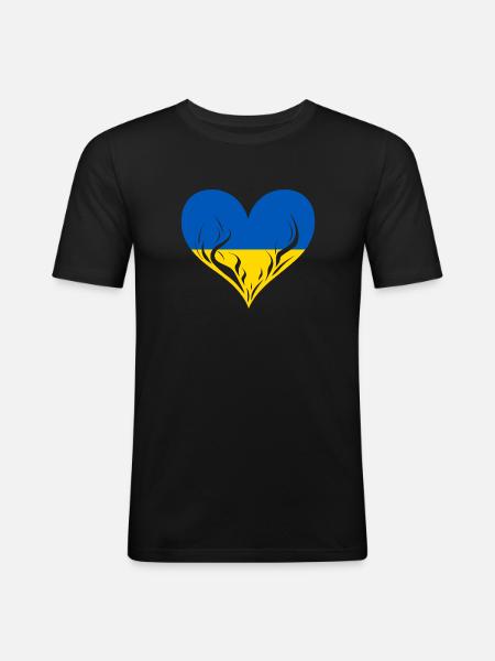 Ukraine Heart - Men's Slim Fit T-Shirt - black