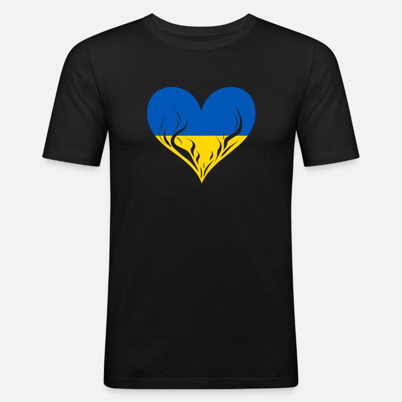 Ukraine Herz - Männer Slim Fit T-Shirt - Schwarz