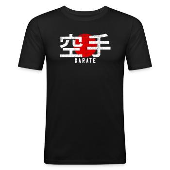 Karate Kanji Kampfkunst Dojo mit japanischem Logo - Männer Slim Fit T-Shirt - Schwarz - Vorne - Nik (191cm)