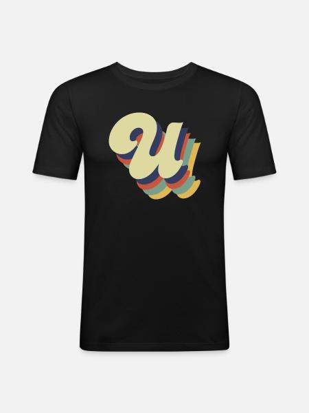 Retro-U-Buchstabe - Männer Slim Fit T-Shirt - Schwarz