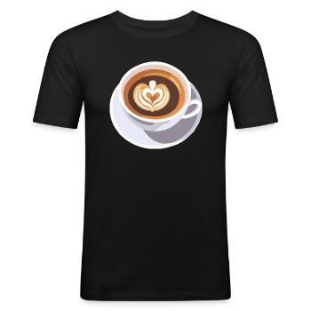 Coffee Frenchpress Cappuccino Latte Art - Men's Slim Fit T-Shirt - black - Front - Nik (191cm)