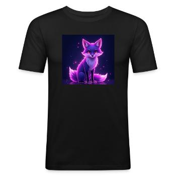 Cottagecore Fuchs - Männer Slim Fit T-Shirt - Schwarz - Vorne - Nik (191cm)