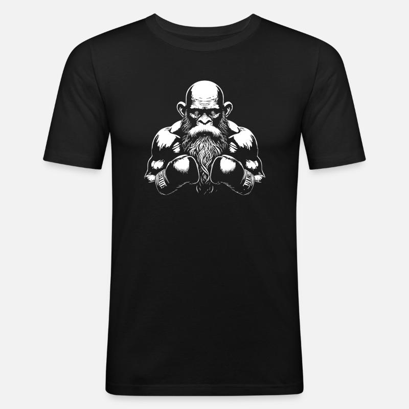 Boxer-Affe - Männer Slim Fit T-Shirt - Schwarz
