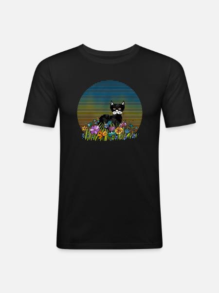 Cat - Men's Slim Fit T-Shirt - black