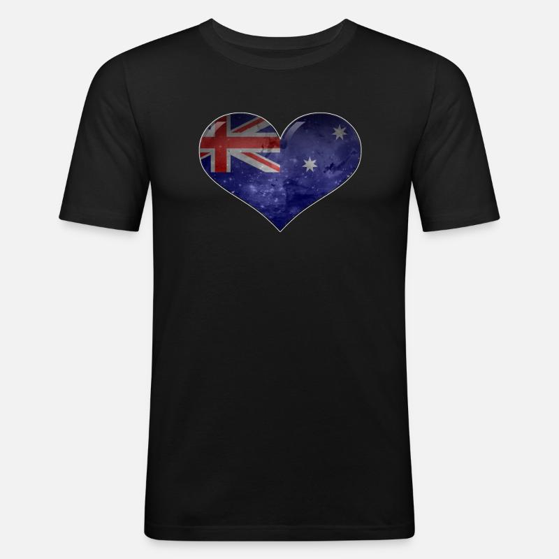 Australien-Herz - Männer Slim Fit T-Shirt - Schwarz