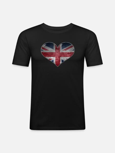Great Britain heart - Men's Slim Fit T-Shirt - black