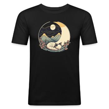 Moon cat - Men's Slim Fit T-Shirt - black - Front - Nik (191cm)