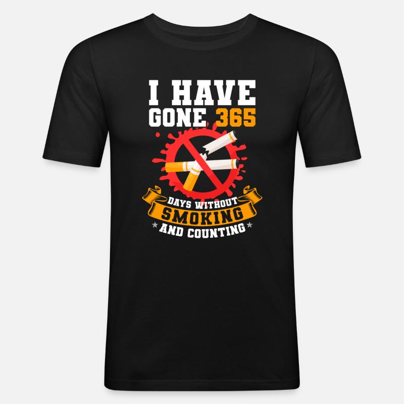 Zigarette Rauchen Sucht - Männer Slim Fit T-Shirt - Schwarz
