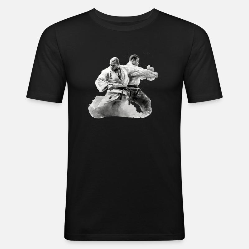 2 Jiu Jitso Kämpfer Geschenk - Männer Slim Fit T-Shirt - Schwarz