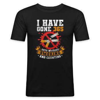 Nichtraucher Kippe Glimmstengel - Männer Slim Fit T-Shirt - Schwarz - Vorne - Nik (191cm)