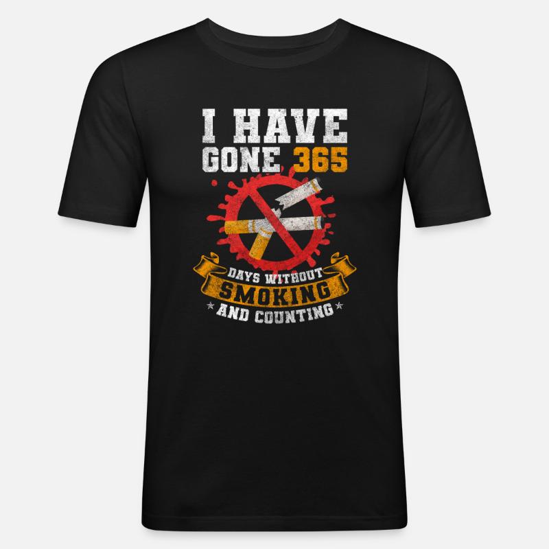 Nichtraucher Kippe Glimmstengel - Männer Slim Fit T-Shirt - Schwarz