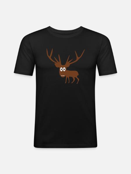 Hirsch - Männer Slim Fit T-Shirt - Schwarz