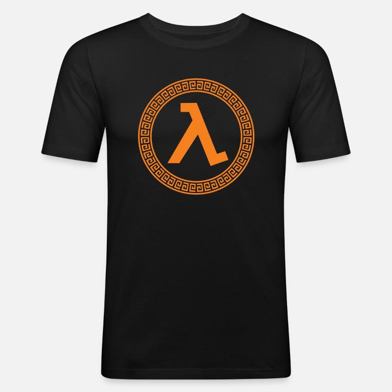 Lambda - Männer Slim Fit T-Shirt - Schwarz