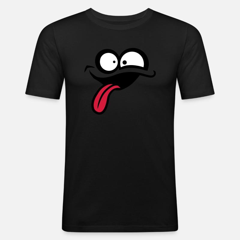 Verrücktes Comic Gesicht - Männer Slim Fit T-Shirt - Schwarz