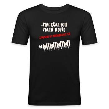 mimimi - Männer Slim Fit T-Shirt - Schwarz - Vorne - Nik (191cm)
