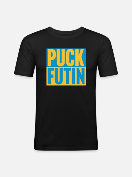 puck futin logo design - Men's Slim Fit T-Shirt - black