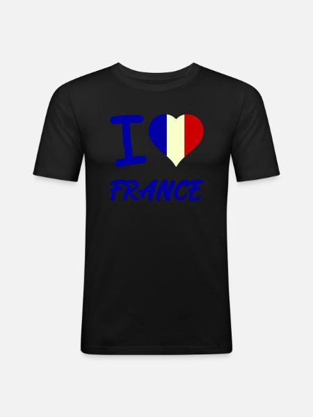 I Love France - Men's Slim Fit T-Shirt - black