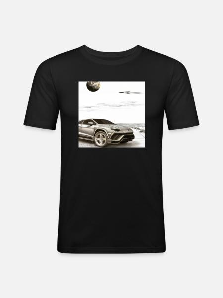 SUV on the beach - Men's Slim Fit T-Shirt - black