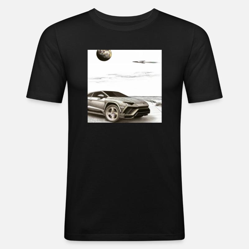SUV sur la plage - T-shirt près du corps Homme - noir