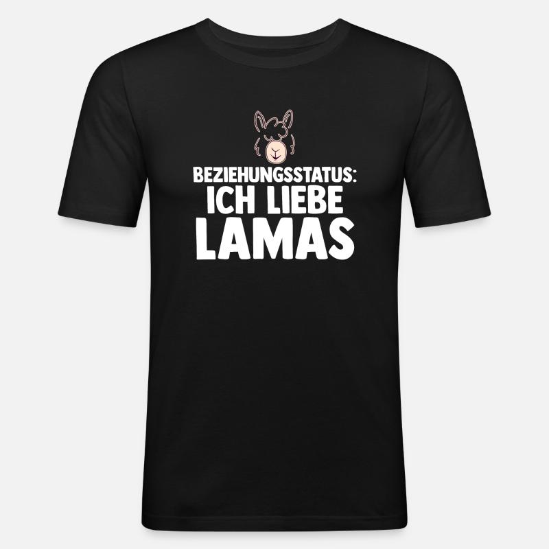 Lama - Männer Slim Fit T-Shirt - Schwarz