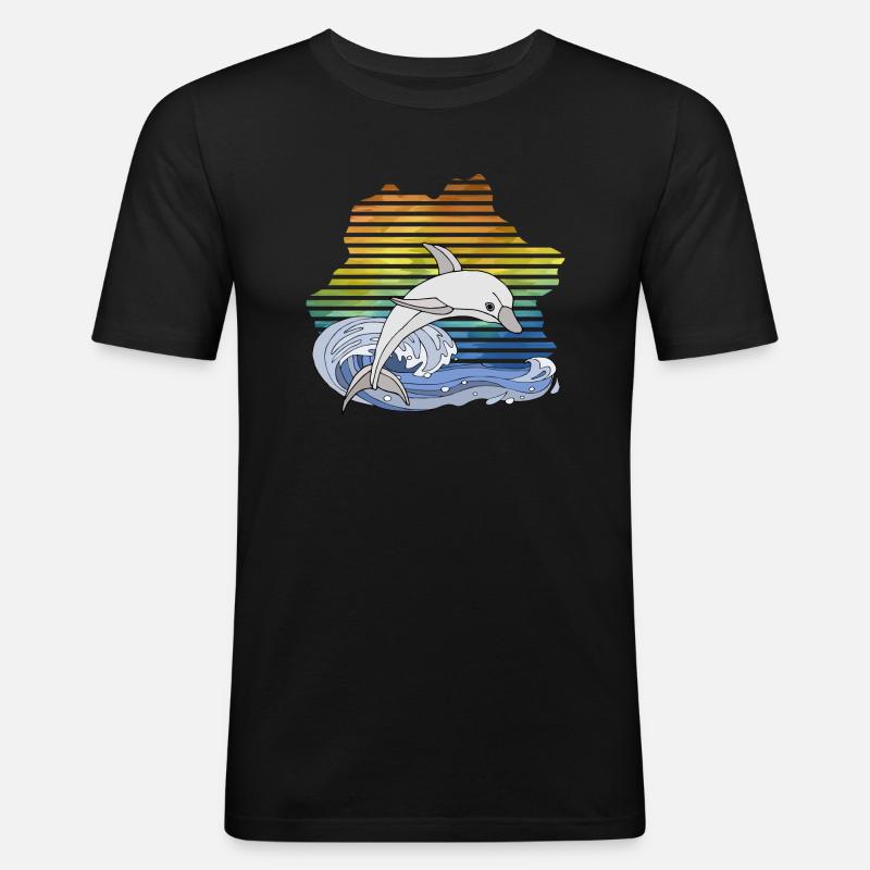Delfin - Männer Slim Fit T-Shirt - Schwarz