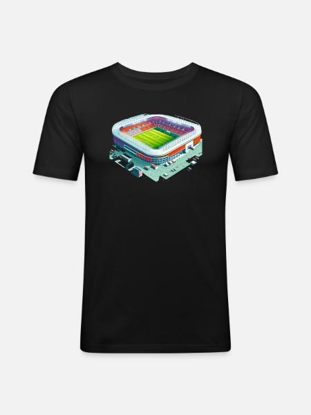 Buntes Fußballstadion - Männer Slim Fit T-Shirt - Schwarz