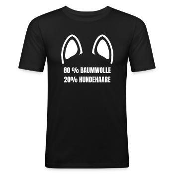 80% BAUMWOLLE 20% HUNDEHAARE - Männer Slim Fit T-Shirt - Schwarz - Vorne - Nik (191cm)