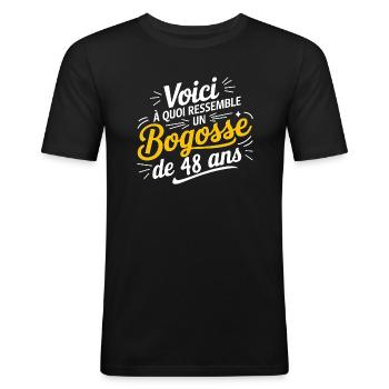 48-year-old bogosse - Men's Slim Fit T-Shirt - black - Front - Nik (191cm)
