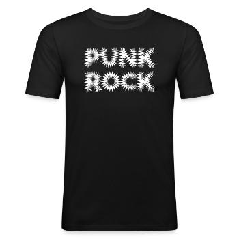 Conception de logo punk rock - T-shirt près du corps Homme - noir - Devant - Nik (191cm)