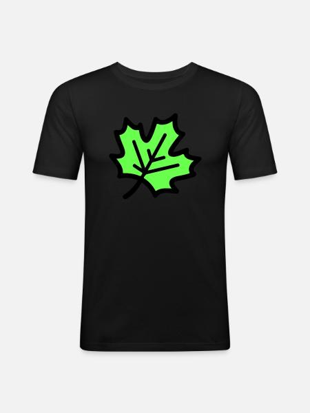 Maple Leaf Leaf Autumn Icon - Men's Slim Fit T-Shirt - black