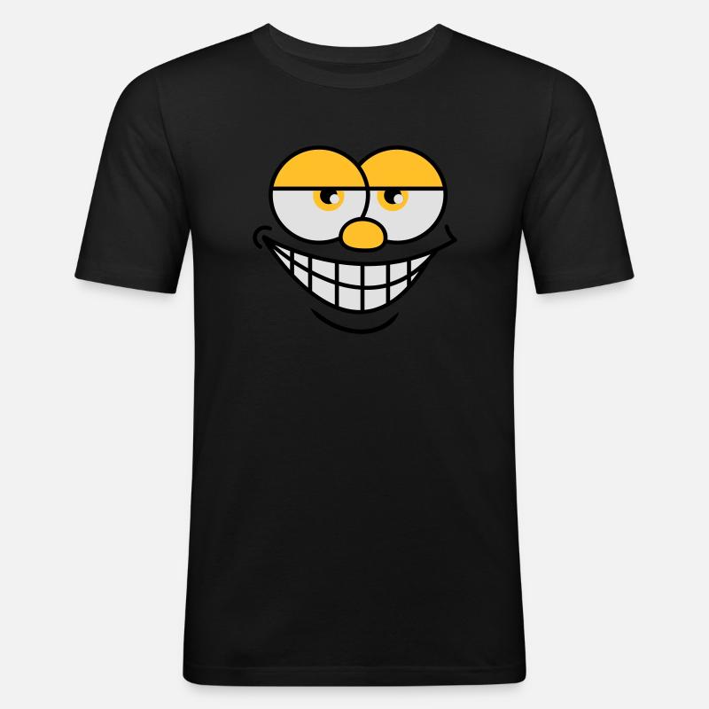Grinning Comic Face Cool Facial Expression - Men's Slim Fit T-Shirt - black
