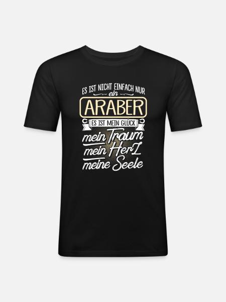 ARABER - Herz - Männer Slim Fit T-Shirt - Schwarz