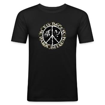 Design für den Frieden - Männer Slim Fit T-Shirt - Schwarz - Vorne - Nik (191cm)