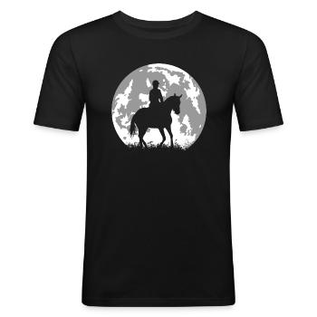 full moon and horse - rider and horse riding - Men's Slim Fit T-Shirt - black - Front - Nik (191cm)