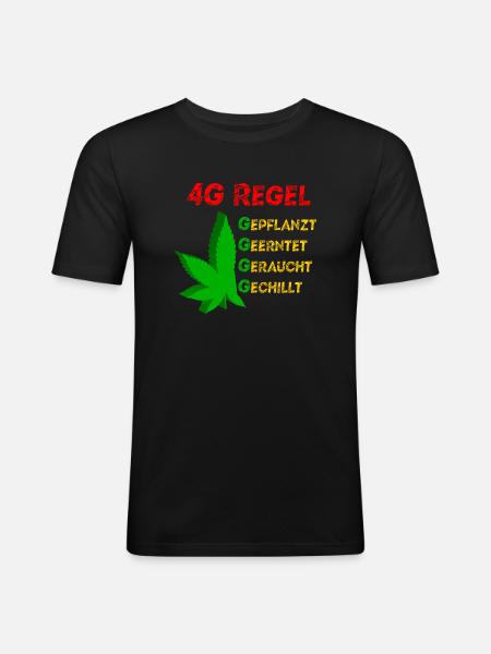 4G REGEL Canabis - Männer Slim Fit T-Shirt - Schwarz