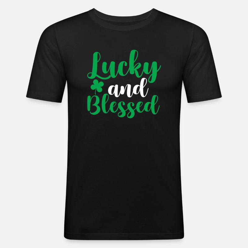 Glücklich und gesegnet - Männer Slim Fit T-Shirt - Schwarz
