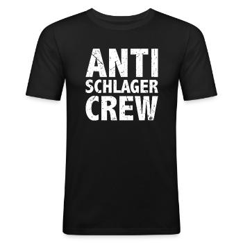 Anti Schlager Crew - Männer Slim Fit T-Shirt - Schwarz - Vorne - Nik (191cm)