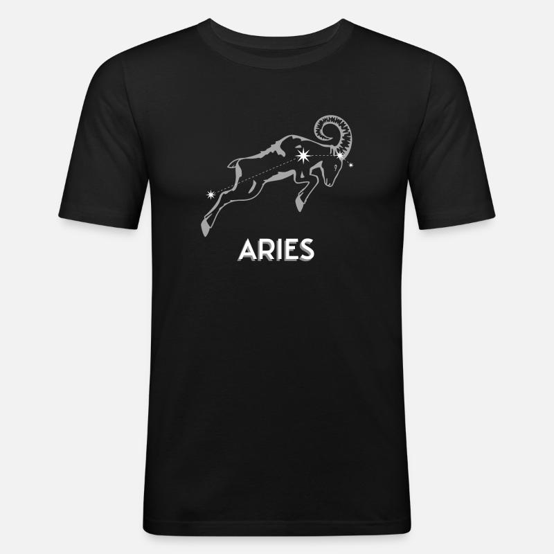 Sternbild Widder - Männer Slim Fit T-Shirt - Schwarz