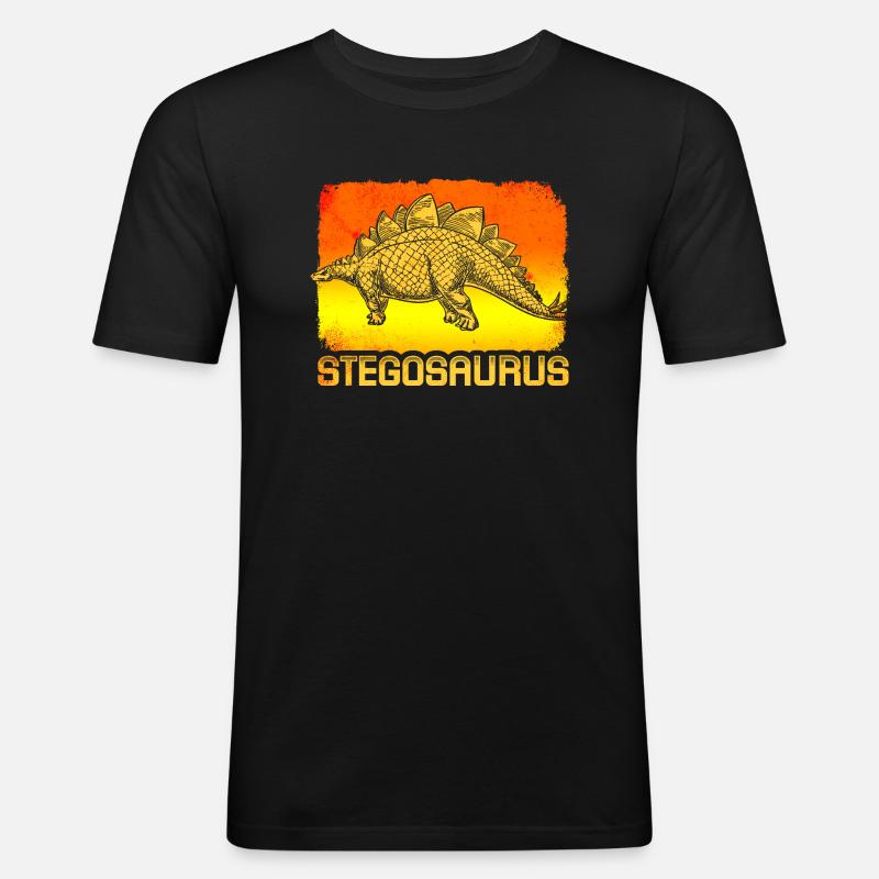 Stegosaurus - Männer Slim Fit T-Shirt - Schwarz