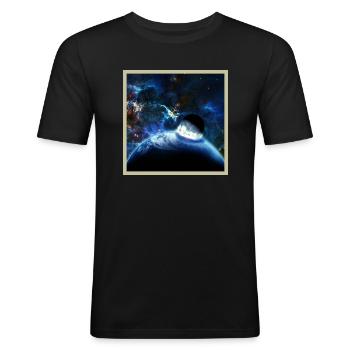 Apocalypse spatiale - T-shirt près du corps Homme - noir - Devant - Nik (191cm)