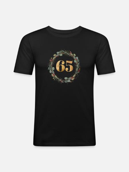 65 Number wreath - Men's Slim Fit T-Shirt - black